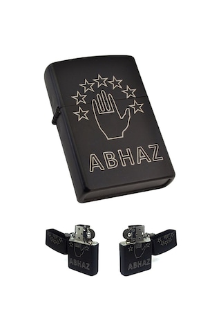 Abhaz Bayrak Figürlü Benzinli Çakmak Siyah