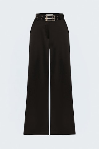 Sateen Kemer Detaylı Saten Pantolon - Kahve-137908