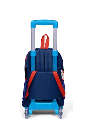 Coral High Kids Saks Mavi Astronot Desenli Üç Bölmeli Işıklı Tekerlekli Çekçekli Okul Sırt Çantası 23924