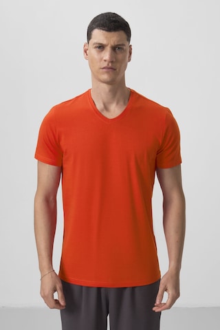 Tommylife Portakal Basic Kısa Kol Standart Kalıp V Yaka Erkek T-shirt - 87912 Turuncu