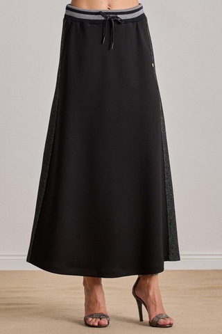 Yandan Cepli Siyah Örme Etek Siyah