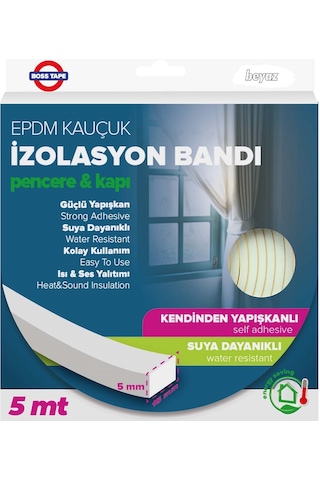 Epdm Kauçuk Pencere Kapı Izolasyon Bandı Beyaz 5Mmx15Mmx5Mt