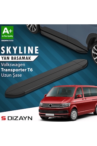 S-dizayn Vw Transporter T6 Uzun Şase Skyline Siyah Yan Basamak 253 Cm 2015-2019 A+ Kalite