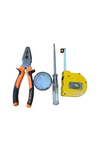 4 Lü Set Pense Kontrol Kalemi Metre Elektrik Bandı