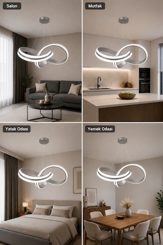 AvizeGO Arona Led Sarkıt Avize 3 Renk Kumandalı Gri