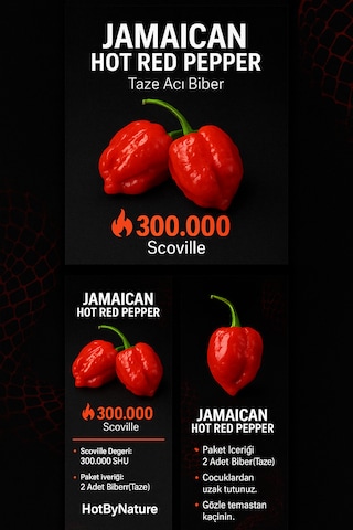 Jamaican Hot Red Pepper / 300.000 Scoville - Gerçek Taze Acı Biber