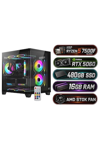 Ramtech RMT-N11F-02 R5-7500F 8 GB 480 GB RTX5060 16 GB SSD Dos Masaüstü Bilgisayar