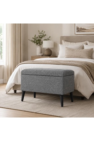 Co Art Home Sandıklı Keten Kumaş Puf / 60 X 45 X 40 / Diğer