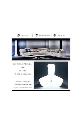 Pervane Led Ampul 3 Kollu Katlanabilir Cata 42w 6400k Beyaz Işık Yaprak Led Ampul