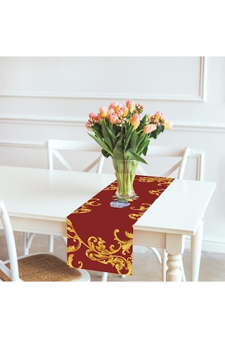 Red Lemon Runner 140x45cm Ince Keten, Uluslararası Yıkama Ve Solmama Sertifikası Çok Renkli