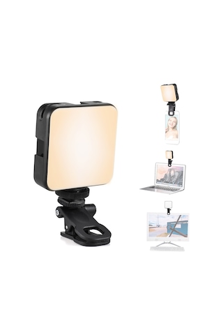 Andoer W64 Mini Klipsli Cep Telefonu Led Video Işığı Siyah Siyah