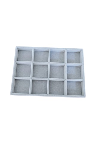 Organizatör Gri Süet Tabla Kolye &yüzük Düzenleyici Ve Gözlük 12 Bölmeli 17x24 Cm Çok Renkli