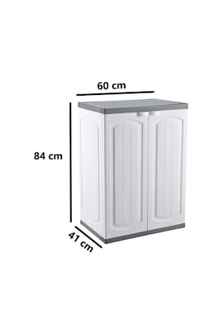 Omnipazar Clk-805 Plastik 2 Kapaklı Çok Amaçlı Banyo Dolabı Demonte Beyaz Beyaz