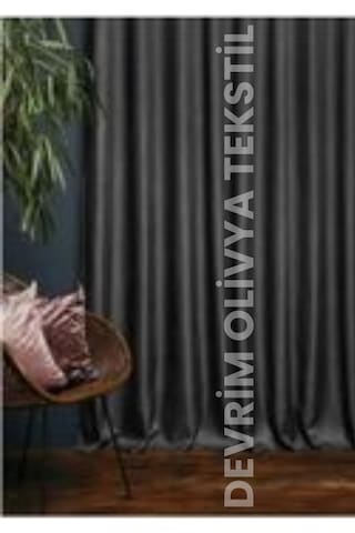 Lüks 1. Sınıf Özel Dikim Koyugri Blackout Işık Geçirmez Fon Perde Koyu Gri