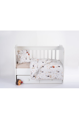 Patalena Home Pamuk 7 Parça Tavşan Desenli Bebek Nevresim Takımı 100x150 Cm