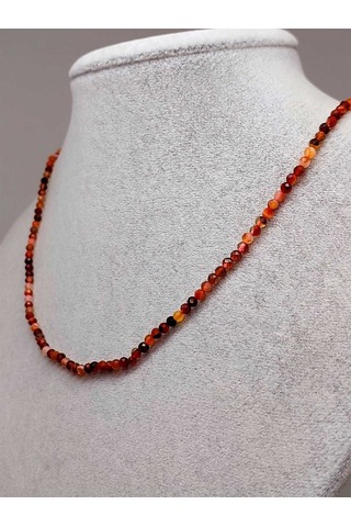 Akik Taşı 2.5mm Kolye (Sabit Klipsli) Altın
