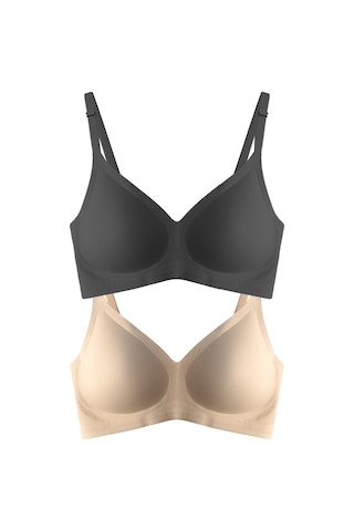 Cottonhill Seamless Bra - Soft Lazer Kesim Balensiz Ayarlanabilir Askılı Dikişsiz Kadın Sütyen 2'li Paket-2 Çok Renkli