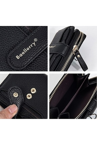 Linjinxu Baellerry N1915 Lychee Desen Çoklu Kart Yuvası Fermuarlı Kadın Kısa Cüzdan Süt Kayısı Çok Renkli