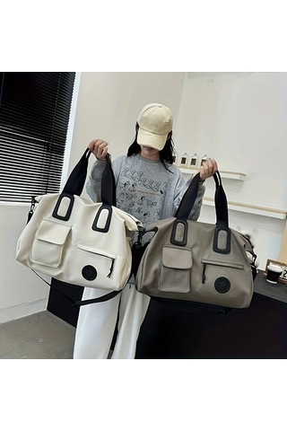 Sandwich Motion003 Kahverengi Renk, Kadın Erkek Uygun, Şık Seyahat Çantası, Çok Fonksiyonlu, Büyük Kapasiteli, İç Dış Cepli, Kahverengi