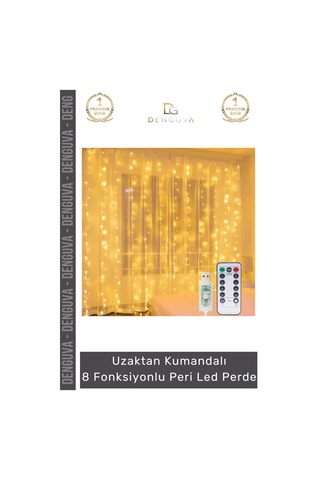 Led 8 Fonksiyonlu Günışığı Kumandalı Dekoratif Aydınlatma Şık Perde Peri Led 3 Mt X 3 Mt - 1 Adet Çok Renkli