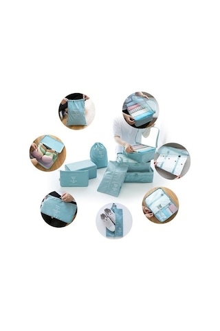 Dancemonkey 8 Parça Valiz Düzenleyici Seti Seyahat Saklama Çantası01 Altın Altın