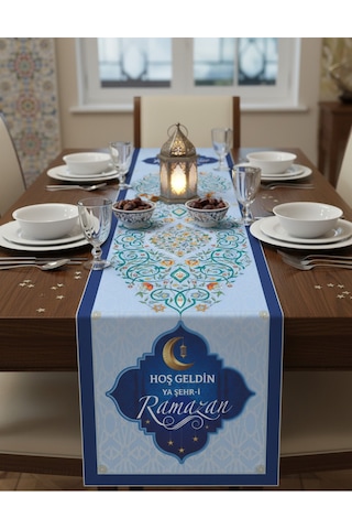 Ramazan Ayı Motifli Dijital Baskılı Runner Masa Örtüsü 40x140 Cm Rmz-5