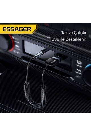 Bluetooth 5.0 Süper Hızlı Aux 3.5 Mm Araç Kiti Son Nesil Teknoloj