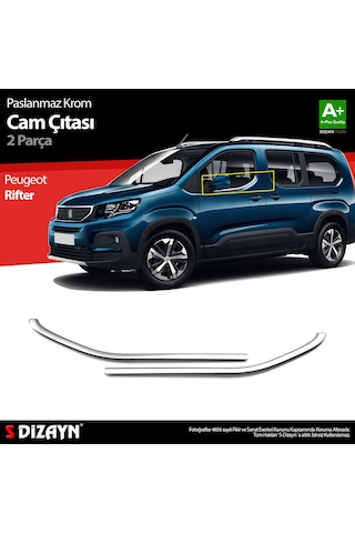 S-dizayn Peugeot Rifter Krom Cam Çıtası 2 Prç. 2019 Üzeri A+ Kalite