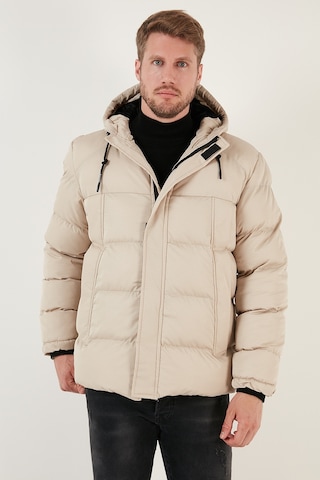 Buratti Fermuarlı Cepli Slim Fit Kapüşonlu Şişme Erkek Mont 5711050 Taş