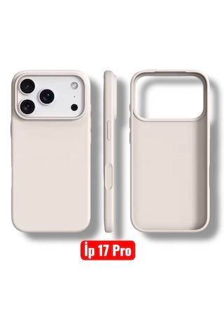 Apple Uyumlu iPhone 17 Pro Kılıf Kamera Çıkıntılı Yumuşak Silikon İçi Kadife Lansman Kapak . Taş Rengi