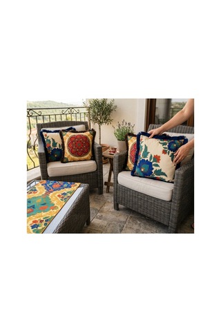 Vintage Saçaklı 4 Lü Saçaklı Kırlent Kılıfı 45x45 Cm Kombin Set 45 x 45