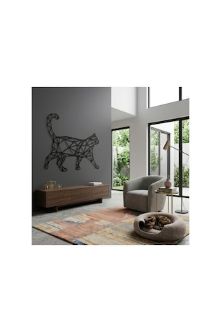 Geometrik Kedi Metal Duvar Tablosu - Duvar Sanatı - Duvar Dekoru - Bronz