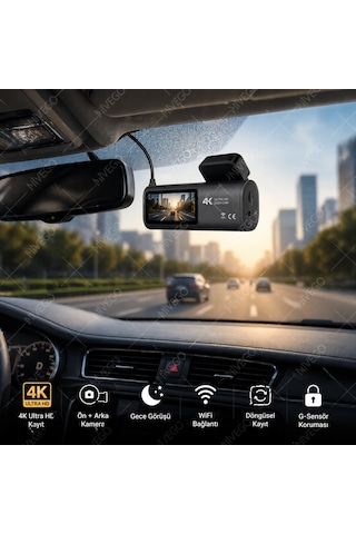 Nvg D28 Uhd Çift Lens Araç Kamerası 4k Ön 1440p Arka Gece Görüş Wifi 256gb Destekli Dashcam