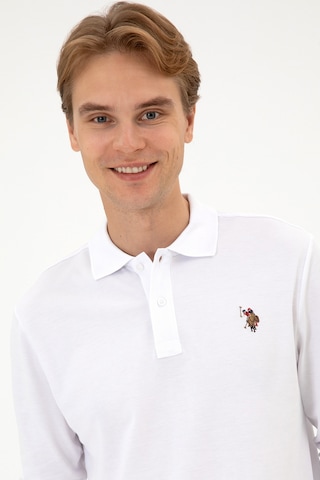 U.S. Polo Assn. Erkek Regular Fit Polo Yaka Beyaz Basic Sweatshirt 50313772-VR013