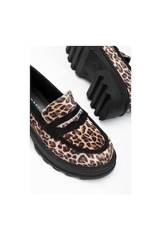 Aymood 746-759 Leopar Günlük Yüksek Tabanlı Loafer Ayakkabı Kahverengi