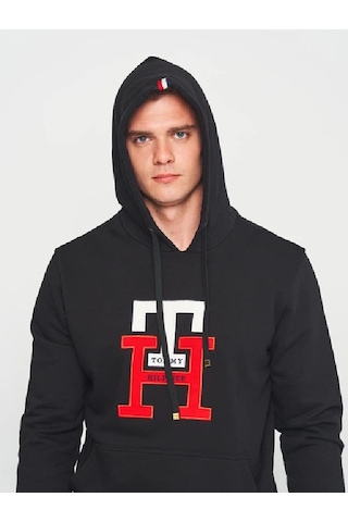 Tommy Hilfiger Erkek Kapşonlu Sweatshirt Siyah