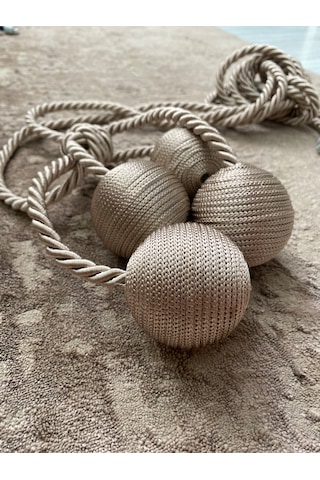 Modern Sarım 4 Toplu Braçol Kornişe Takmatik Ipli Tavan Perde Aksesuarı Vizon