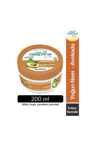 Cire Aseptine Soft Avokado Özlü Yoğun Nemlendirici Prebiyotikli Krem 200 Ml Aloe Vera