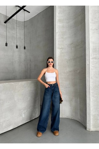 Zdnjeans .yeni Sezon Mom Kesim Kot Pantolon Koyu Mavi