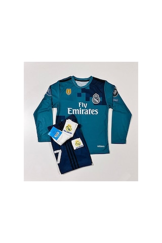 Real Madrid 2018 Cristiano Ronaldo Turkuaz Röveşata Uzun Kol Çocu