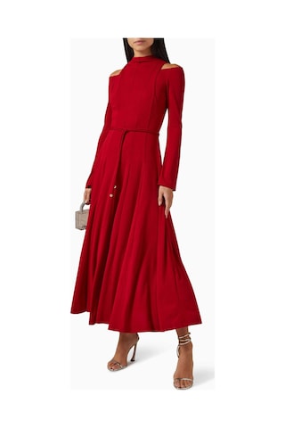 Eegen Studio Diep Dönüştürülebilir Kemerli Elbise Rib - Knit, Off - Shoulder Kırmızı