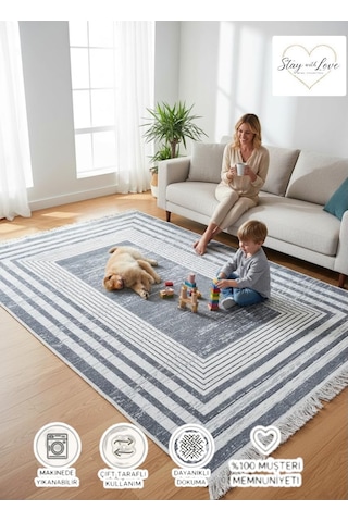 Kilim Çift Taraflı Bohem Seri Dokuma Kilim Gri-beyaz 80 300 Cm Çok Renkli