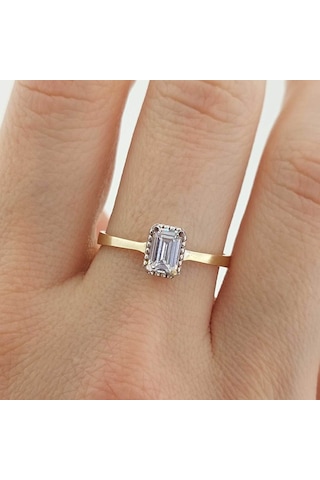 Altınbeyı Baget Taşlı Altın Yüzük 14 Ayar 1.45 Gram Abyyzk0149