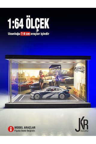 Most Wanted V1 Diecast Led Işıklı Akrilik Korumalı Stand/diorama 1:64 Ölçek