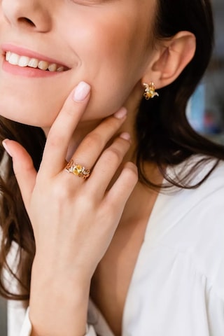 Lamponi Gümüş 925 Ayar Yuvarlak 2 Altın Kaplama Ve Kübik Zirkon Taşlı Arı Yüzük 217494875 Altın