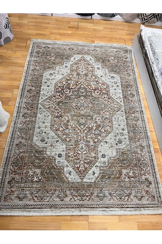 Aris Halı Retro Serisi 7103-kiremit Vintage Eskitme Desenli Salon Oturma Odası Halısı Çok Renkli