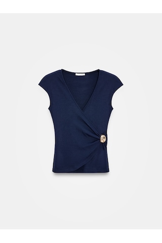 Dilvin 32901 Aksesuar Detaylı T-shirt-k.lacivert