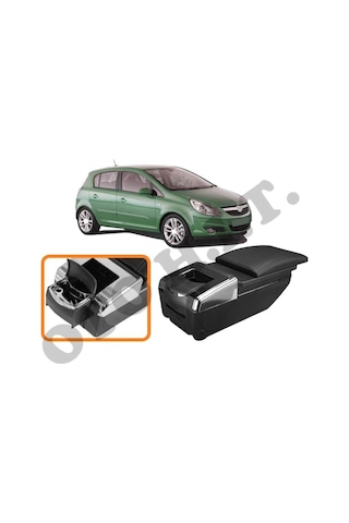 Opel Corsa D Uyumlu Bardaklıklı Lüks Kol Dayama Kolçak Siyah İthal.
