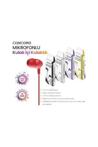 Concord E1 Mikrofonlu Kulak İçi Kulaklık