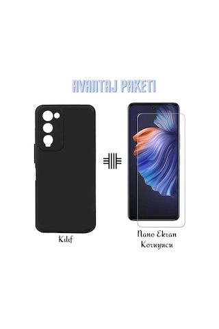 Tecno Camon 18/ 18t/ 18p Kılıf Esnek Soft Tasarım Kılıf Ve Nano Ekran Koruyucu Col177202-siyah